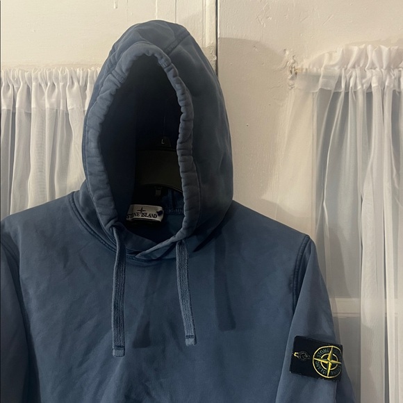 Stone Island Other - Stone Island Blue Cotton Pullover Hoodie with Logo Patch On sleeve Men’s Medium